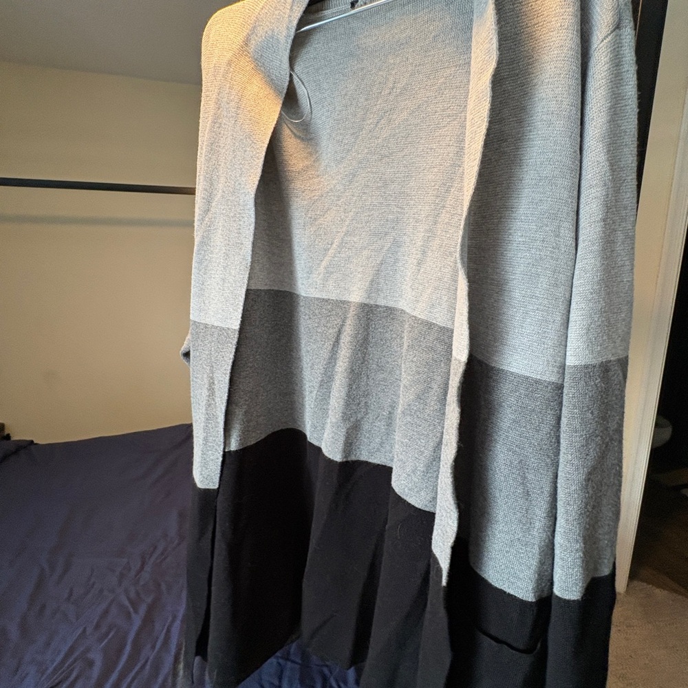 Gray and Black Colorblock Cardigan